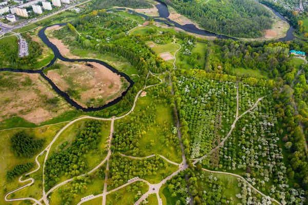 Blick Von Der Höhe Des Loshitsky Park Minsk Winding Pfade — Stockfoto
