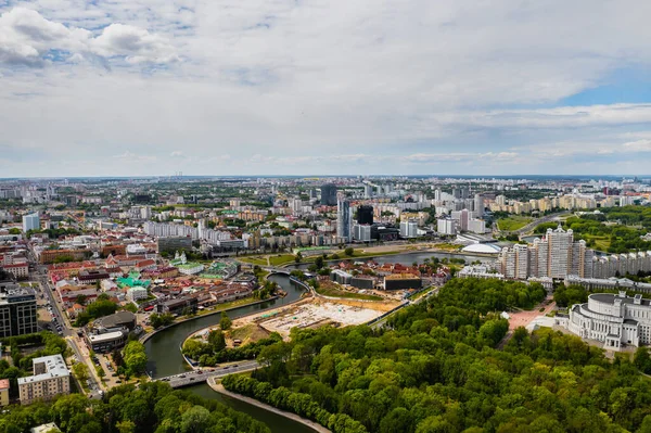 Minsk Streets Bird Eye View Old City Center Minsk Height — Stock Photo, Image