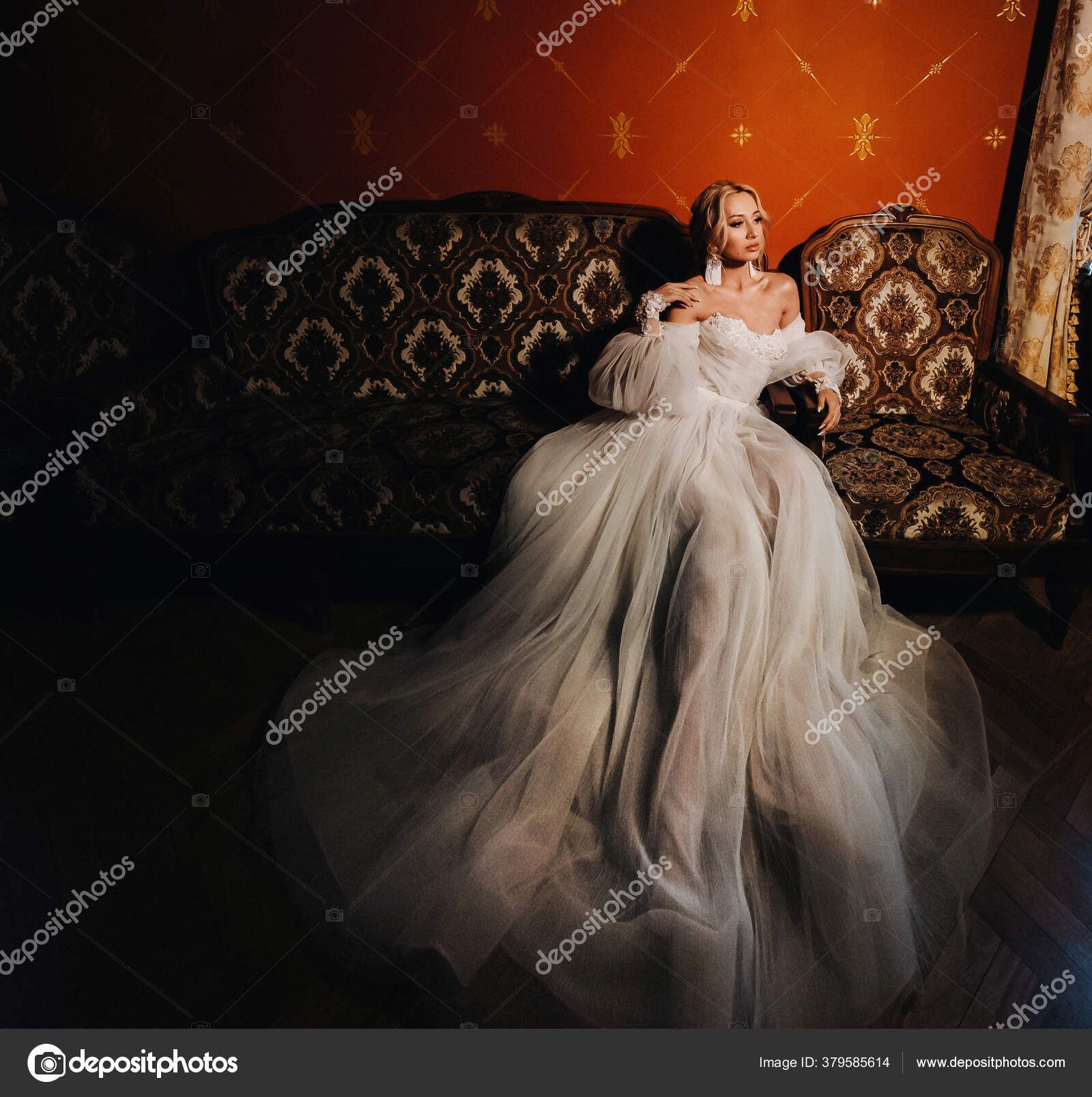 green and white wedding dress
