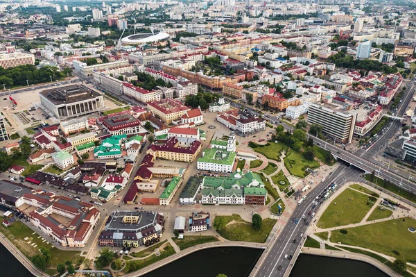 Panoramatický Výhled Historické Centrum Minska Staré Město Centru Minsku Bělorusko — Stock fotografie