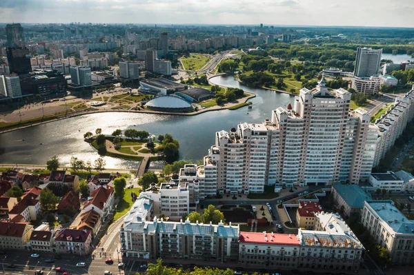 Minsk Tarihi Merkezinin Panoramik Manzarası Minsk Belarus Merkezinde Eski Bir — Stok fotoğraf