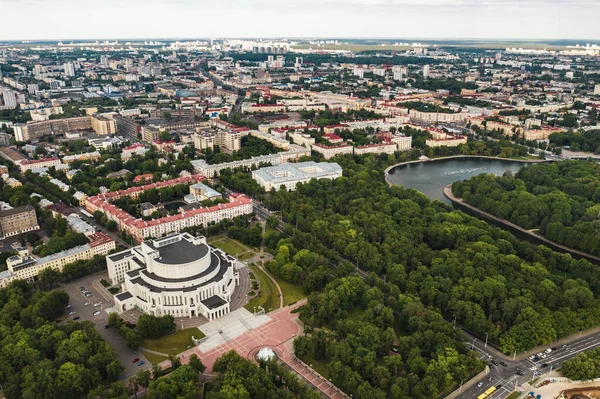 Vista Superior Del Edificio Ópera Bolshoi Teatro Ballet Parque Minsk — Foto de Stock