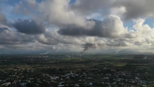 Island of Mauritius, view from the drone magnificent clouds and the city — Stock Video