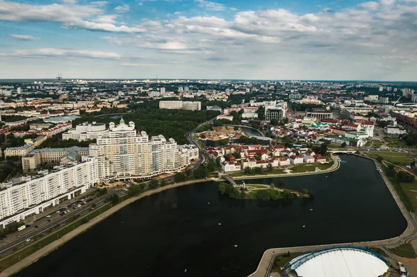 Minsk Tarihi Merkezinin Panoramik Manzarası Minsk Belarus Merkezinde Eski Bir — Stok fotoğraf