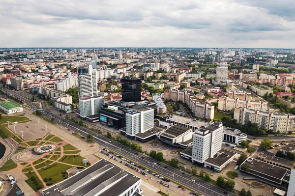 Pohled Výšky Pobediteley Avenue Minsku Ulice Města Minsk Bělorusko — Stock fotografie