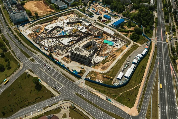 View from the height of the Construction site in Minsk near the national Library.Construction in the center of Minsk.Minsk construction site.Belarus. — Stock Image View Height Construction Site Minsk National Library Construction Center Minsk Stock Image