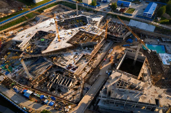 View from the height of the Construction site in Minsk near the national Library.Construction in the center of Minsk.Minsk construction site.Belarus. — Stock Image View Height Construction Site Minsk National Library Construction Center Minsk Stock Photo