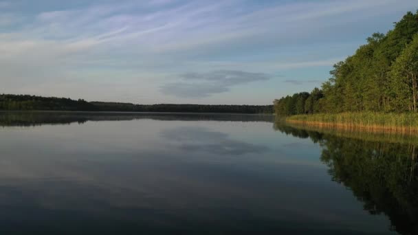 Vue de dessus du lac Bolta dans la forêt dans le parc national des lacs de Braslav à l'aube, les plus beaux endroits au Bélarus.. — Video