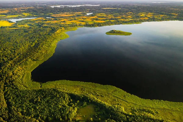 Краєвид Озеро Дрівяті Лісі Національному Парку Браславські Озера Заході Сонця — стокове фото