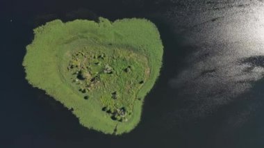 Braslav Gölleri Ulusal Parkı 'ndaki Drivyaty Gölü' nün en güzel manzarası, Belarus 'un en güzel gölleri. Belarus' ta bir ada..