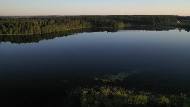 Vue de dessus du lac Bolta dans la forêt dans le parc national des lacs de Braslav, les plus beaux endroits au Bélarus. Une île dans le lac.Biélorussie. — Video