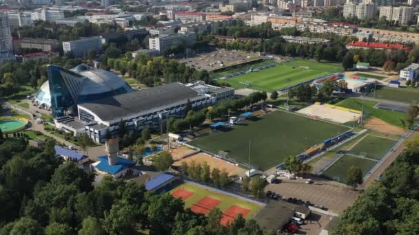 Sportovní Areál Centru Minsku Otevřenými Stadiony Pro Hry Bělorusko — Stock video