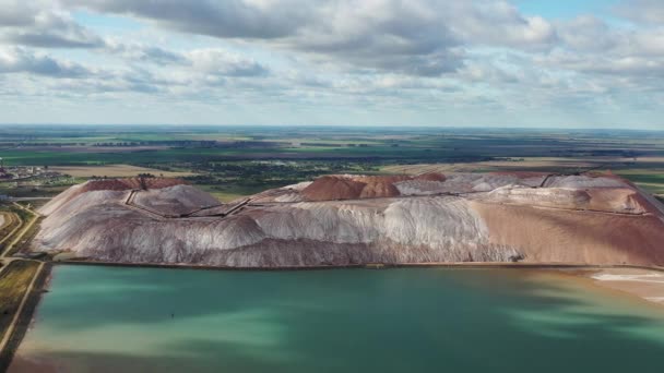 Montañas Productos Para Producción Sal Potasa Embalses Artificiales Montañas Sal — Vídeo de stock