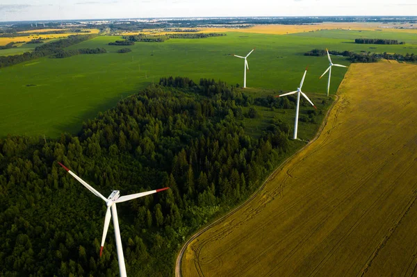 Windmills Background Forests Fields Windmill Nature Belarus — Stock Photo, Image