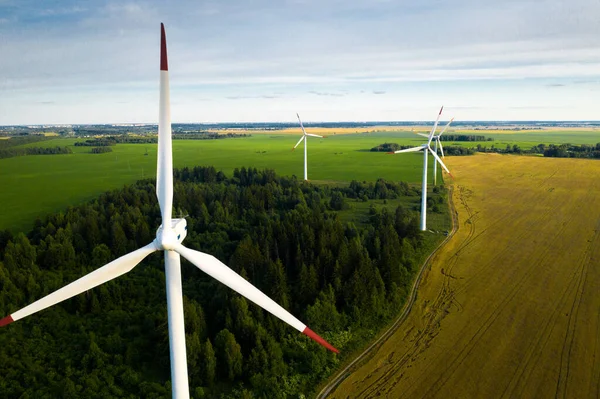 Windmills Background Forests Fields Windmill Nature Belarus — Stock Photo, Image