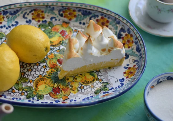 Lemon Pie Italian Meringue Citrus Sweet Same Time — Stock Photo, Image