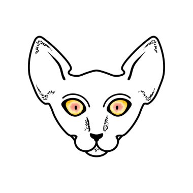 Sketch sphinx cat whith yellow eyes