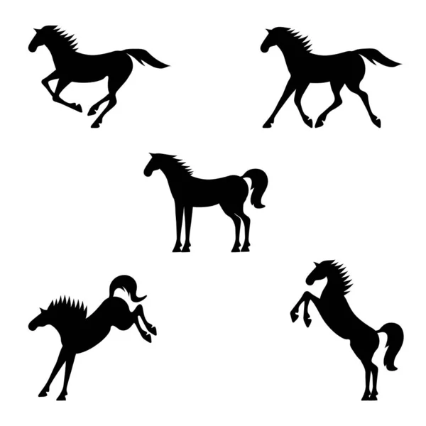 Vector Conjunto Caballos Negros — Vector de stock