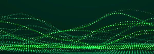 光る粒子のデジタル波 技術と科学 デザイン プレゼンテーション バナーの未来的な背景 — ストック写真
