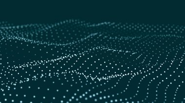 Noktalı soyut dalga. Büyük veri. Dinamik dalga arka planı. Teknoloji arka planı. 3d oluşturma