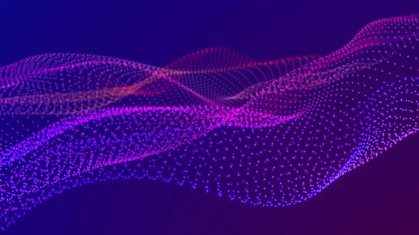 Futuristic wave with points and lines. Big data. Dynamic wave background. Technology backdrop. 3d rendering