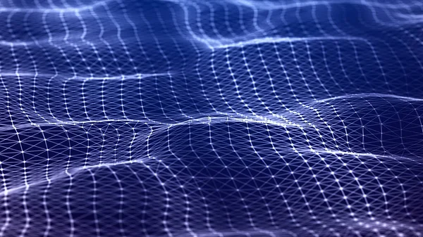 Digital wave with meny dots. Abstract backdrop of dynamic wave. Technology or science banner. 3d rendering