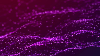 Noktalı ve çizgili soyut alan. Ağ yapısı. Tasarımın için arka plan konsepti. 3d