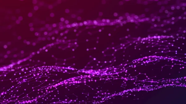 Noktalı ve çizgili soyut alan. Ağ yapısı. Tasarımın için arka plan konsepti. 3d