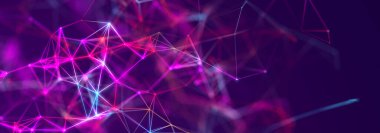 Noktalı ve çizgili çokgen arkaplan. Ağ bağlantısı yapısı. Bilim ve teknoloji. 3d oluşturma