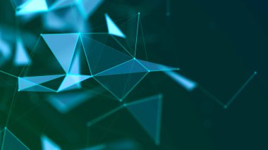 Noktalı ve çizgili soyut çokgen boşluk. Bağlantı bilimi geçmişi. Üçgen iş duvar kâğıdı. 3d