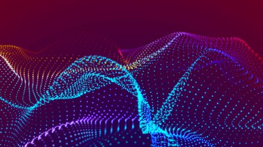 Menü noktalı dijital dalga. Dinamik dalgaların soyut arkaplanı. Teknoloji ya da bilim afişi. 3d oluşturma