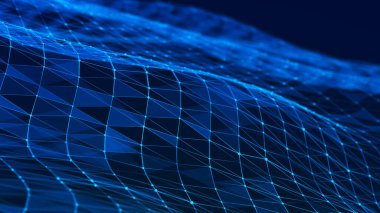 Noktalı ve çizgili soyut çokgen boşluk. Üçgen bağlantı yapısı. Tasarımın için arka plan konsepti. 3d oluşturma.