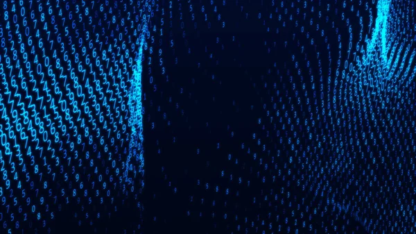 Цифрова Хвиля Багатьма Числами Тло Кіберпростору Набором Цифр Різного Розміру — стокове фото