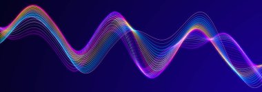 Renkli ses dalgası. Müzik için dengeleyici. Fütürist noktalar arka planı. 3B görüntüleme