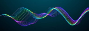 Renkli ses dalgası. Müzik için dengeleyici. Fütürist noktalar arka planı. 3B görüntüleme