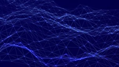 Dijital arka plan. Noktalar ve çizgilerle soyut dalga. Ağ bağlantısı yapısı. 3 boyutlu görüntüleme. Kusursuz döngü. 4K