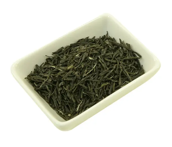 Chinesischer Grüner Tee Aus Hubei Wuhan Einer Rechteckigen Untertasse Vor — Stockfoto