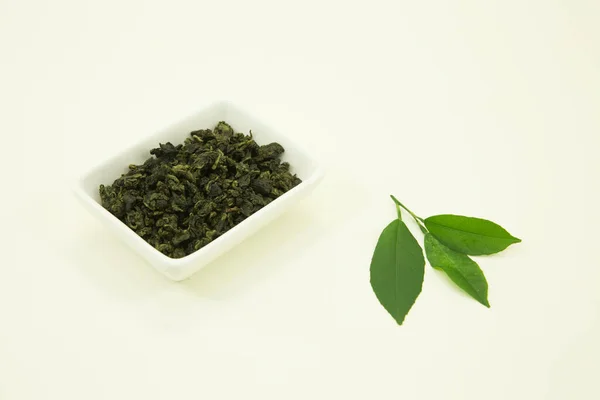 Chinesischer Grüner Tee Milch Oolong Tee Zitronenblatt Isoliert Einer Weißen — Stockfoto