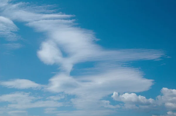 Nube Nubes Blancas Plumas Contra Cielo Azul Naturaleza Mejor Artista — Foto de Stock