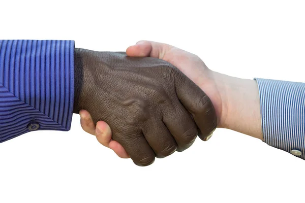 Schwarze Leben Zählen Nahaufnahme Eines Handschlags Zwischen Afroamerikanischen Und Europäischen — Stockfoto