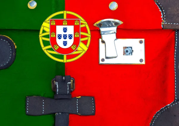 Bandeira Portugal Tem Textura Modelo Pandemia Coronavírus Países Estão Fechados — Fotografia de Stock