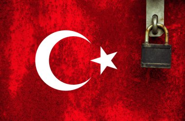 Hindi bayrakları dokuda. Şablon. Koronavirüs salgını. Ülkeler kapalı. Kilitler.