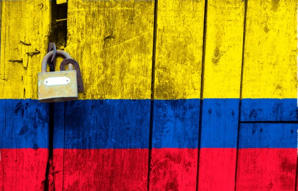 Colombia Flag Texture Template Coronavirus Pandemic Countries Closed Locks — Stock Photo, Image