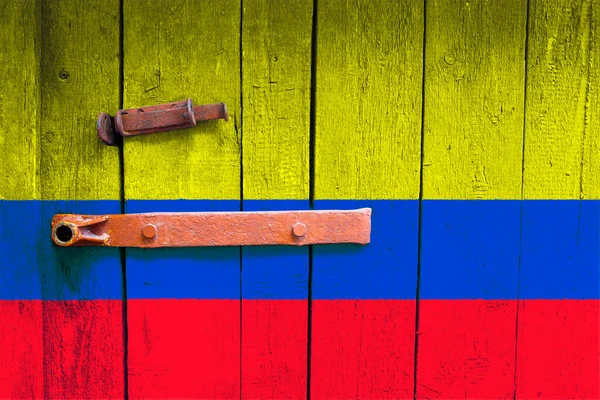 Colombia Flag Texture Template Coronavirus Pandemic Countries Closed Locks — Stock Photo, Image