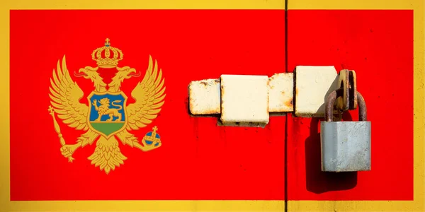 Montenegro Flagga Konsistens Mall Coronavirus Pandemi Länderna Stängda Lås — Stockfoto