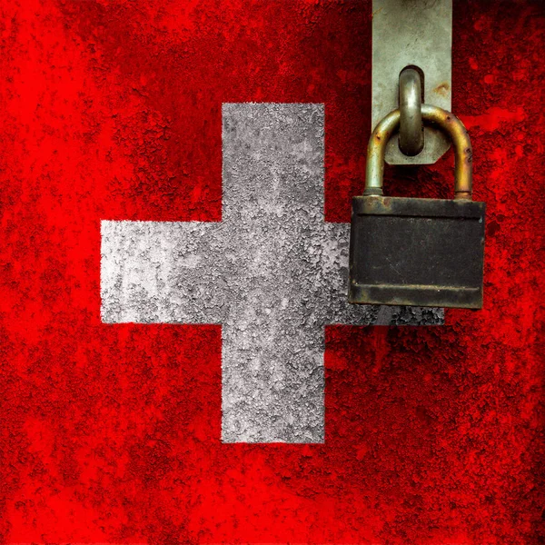 スイスの国旗は質感がある テンプレート コロナウイルスのパンデミック 国は閉鎖された ロック — ストック写真