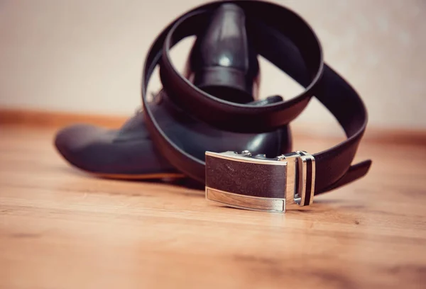 Acessórios Casamento Sapatos Noivo Cinto — Fotografia de Stock
