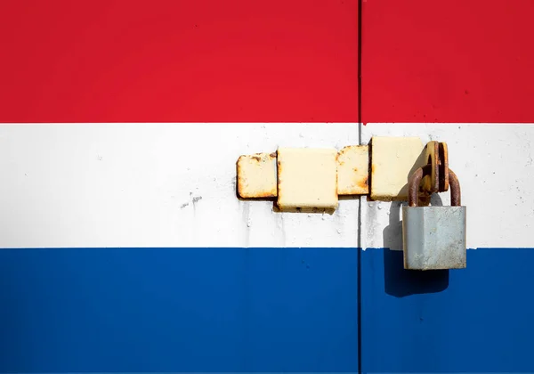 Nederlandse Vlag Staat Textuur Sjabloon Coronavirus Pandemie Landen Zijn Gesloten — Stockfoto