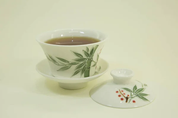 Chá Chinês Chá Sobrancelha Dourada Chá Uma Bela Xícara Oriental — Fotografia de Stock