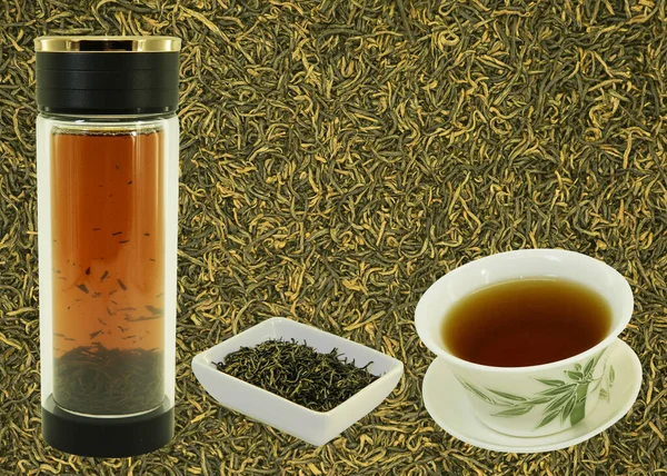 Chinese Black Tea Golden Eyebrow Tea Blank Label Design Tea — Stock Photo, Image